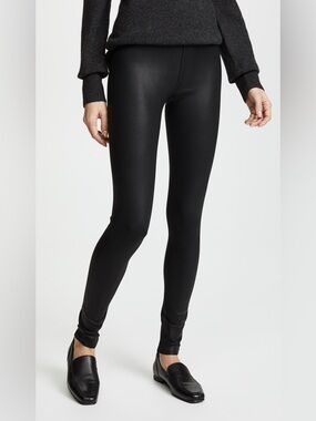 David Lerner The Classic Coated Leggings Sz Large Black